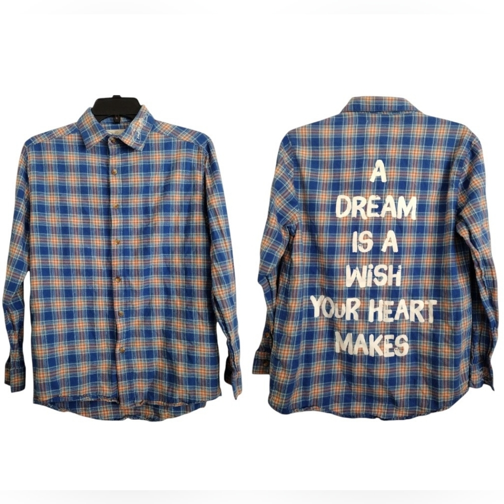 Cakeworthy Cinderella Blue Plaid Long-Sleeve Shirt with Back Graphic Size Small